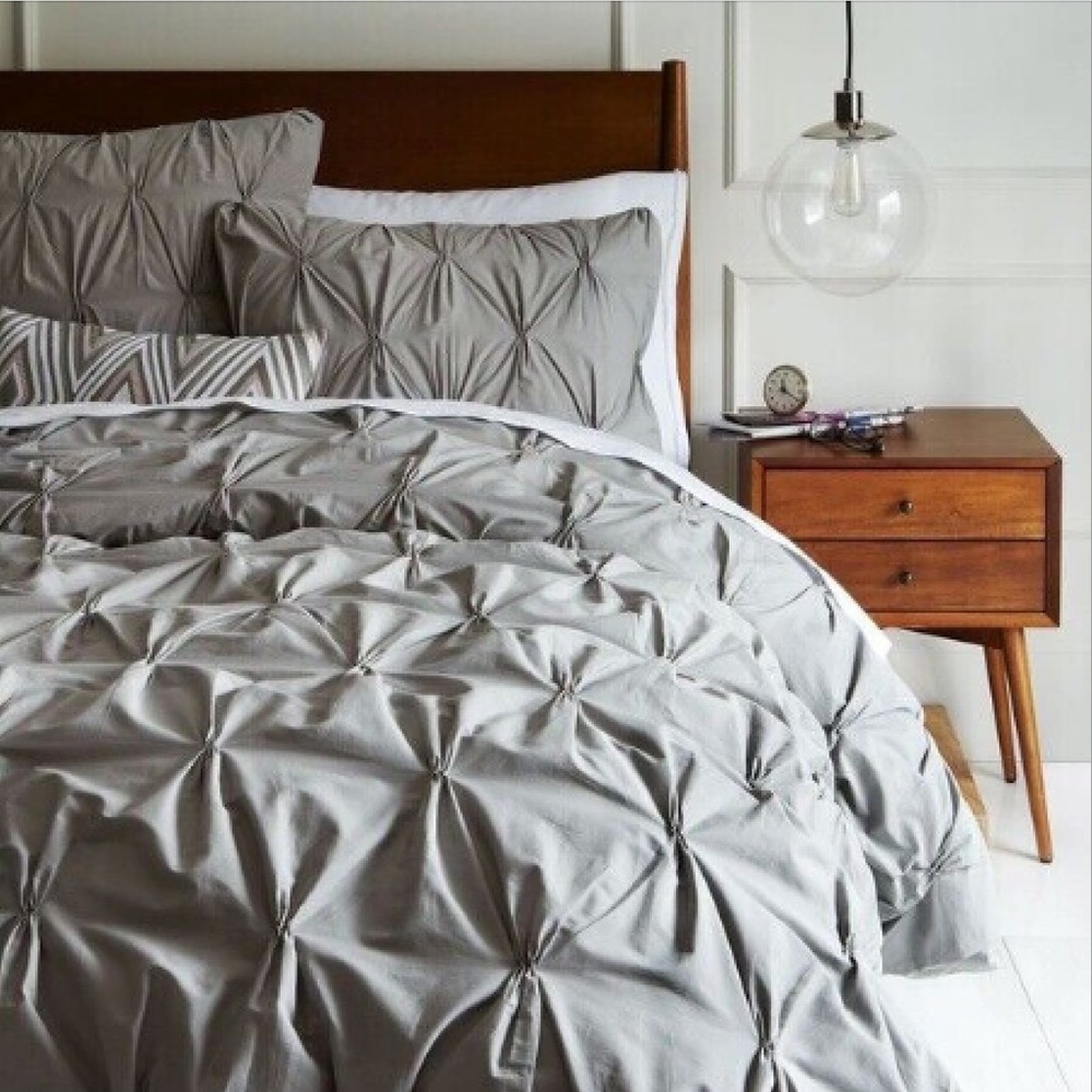 West Elm gray pintuck pillow sham, standard